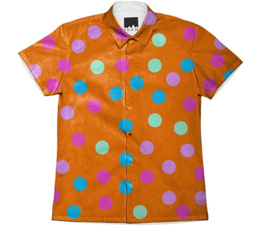 ORANGE POLKADOT BUTTON UP