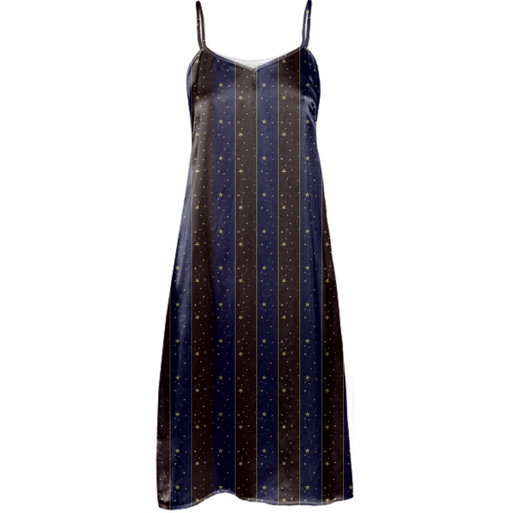 Black & Blue Star Stripes Silk Slip