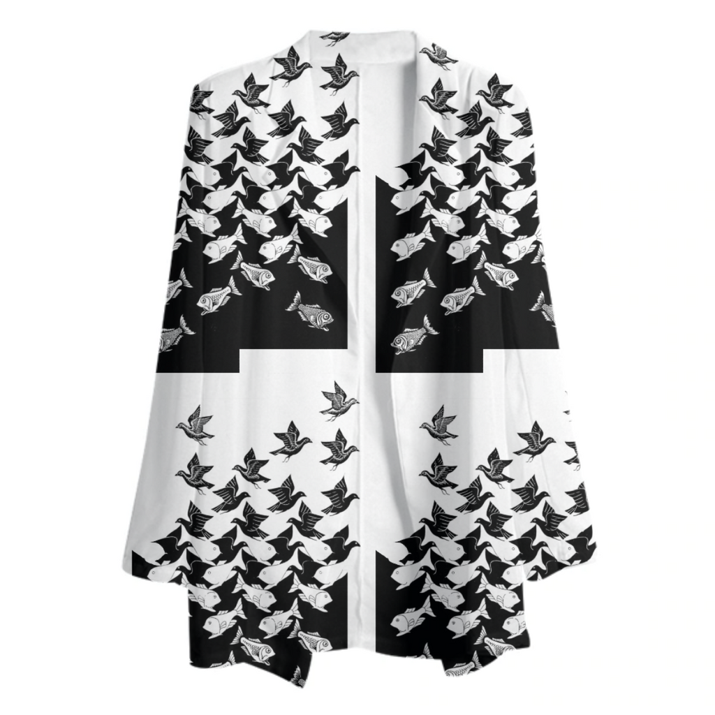 Escher birds and fishes metamorphosis