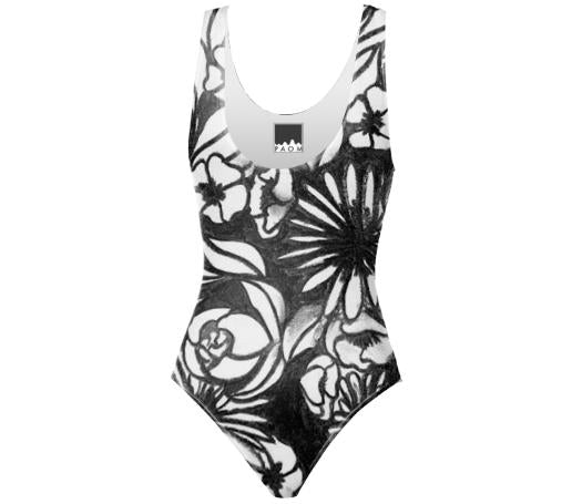 Charcoal Garden One Piece Swimsuit
