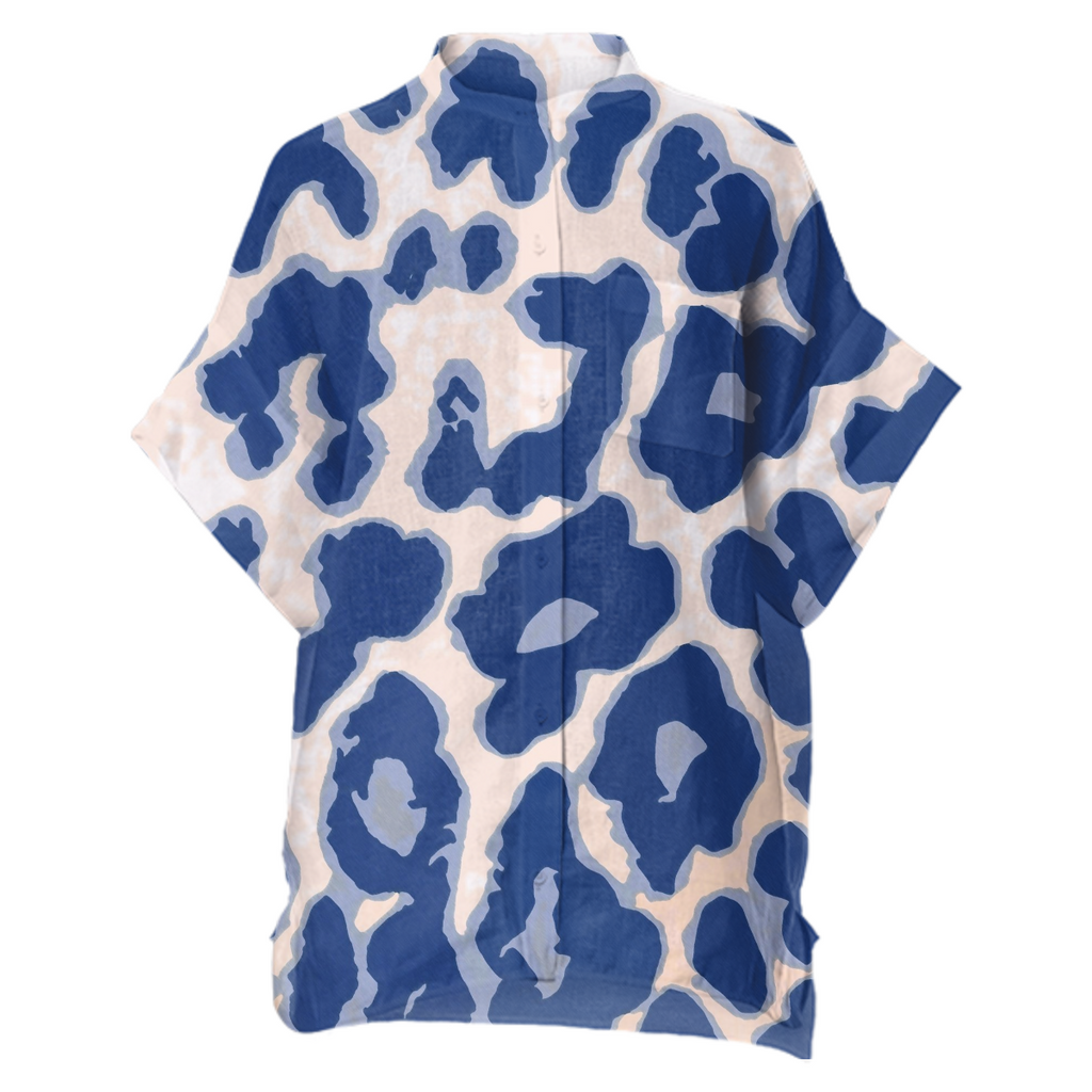 Blue Animal Print Juul Linen Shirt