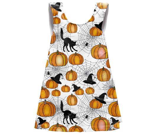 Old Fashioned Halloween w Orange Pumpkins Kids Apron Dress