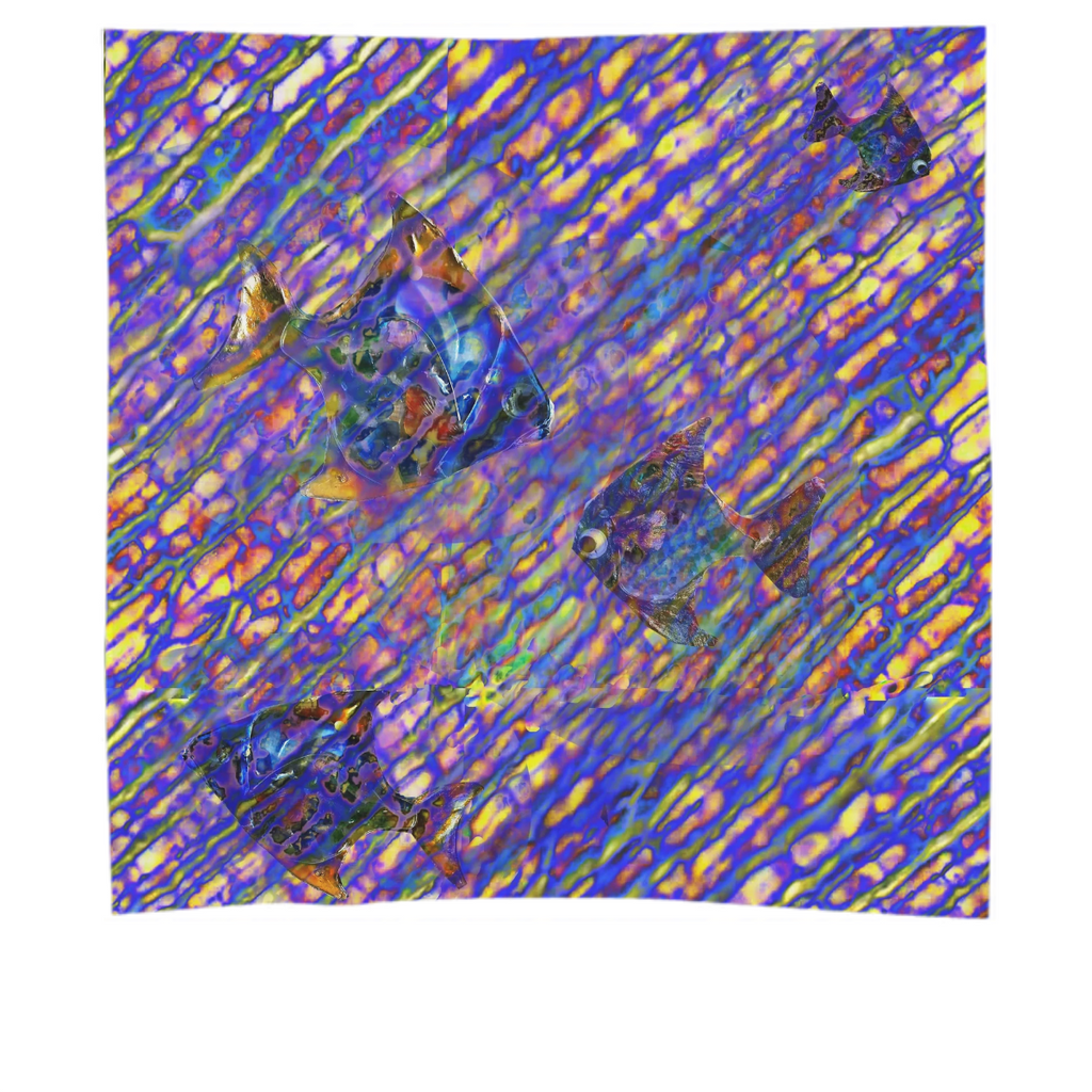 diagonal pattern, blue, yellow, purple, fish, nets, multicolor fishing, blue fish