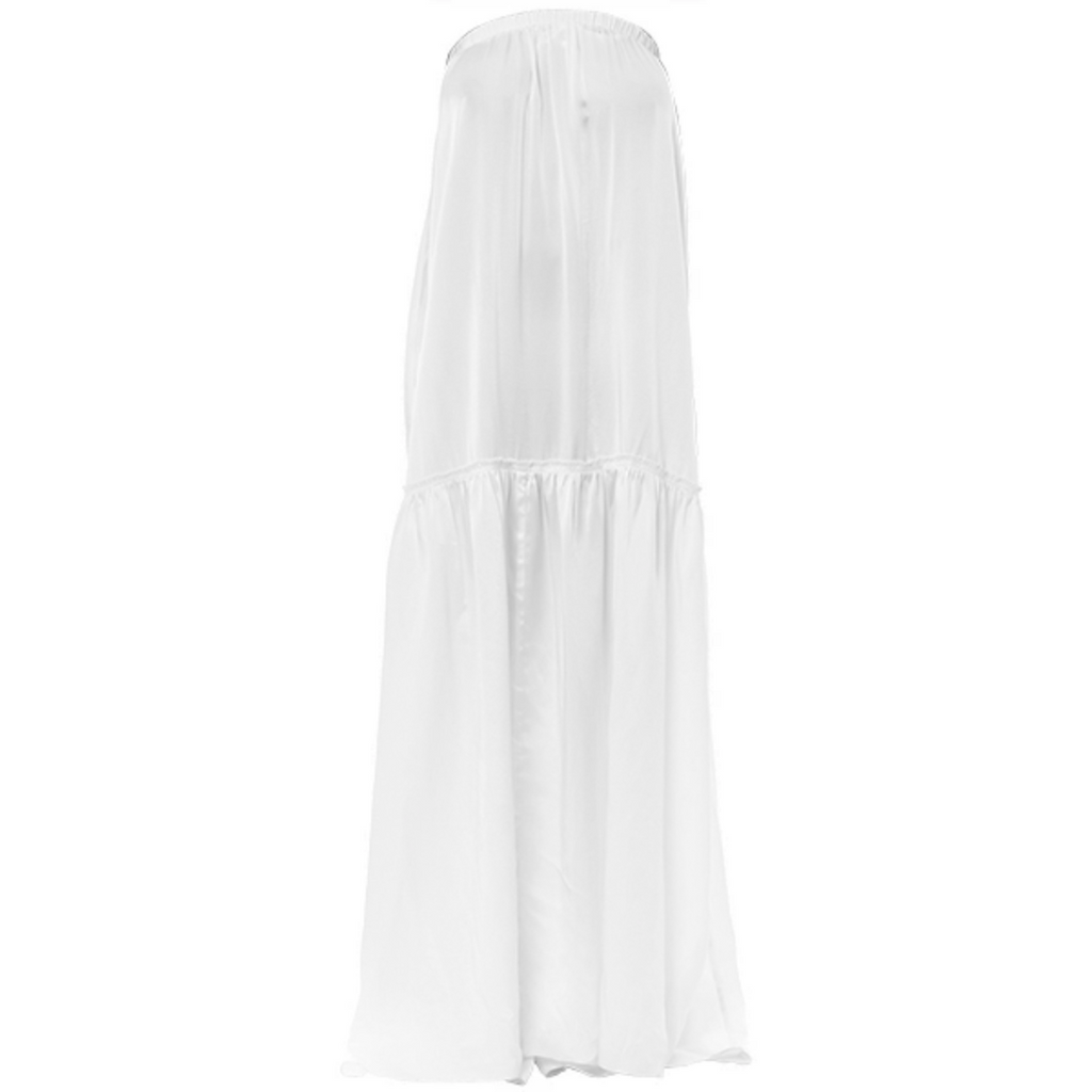 color white VP strapless silk dress