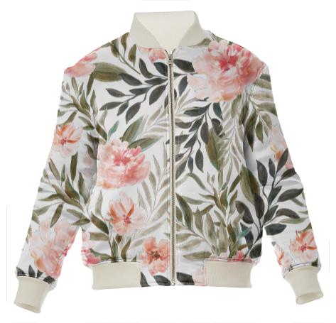 Bomber with painted flowers