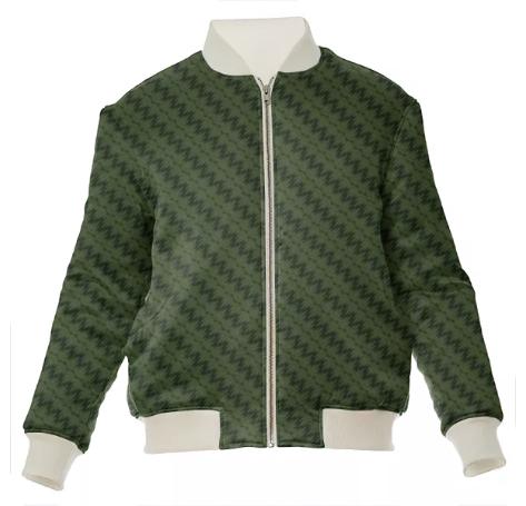 HF Green Houndstooth Bomber Jacket