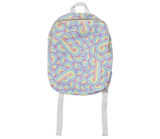 Rainbow and white swirls doodles Kids Backpack