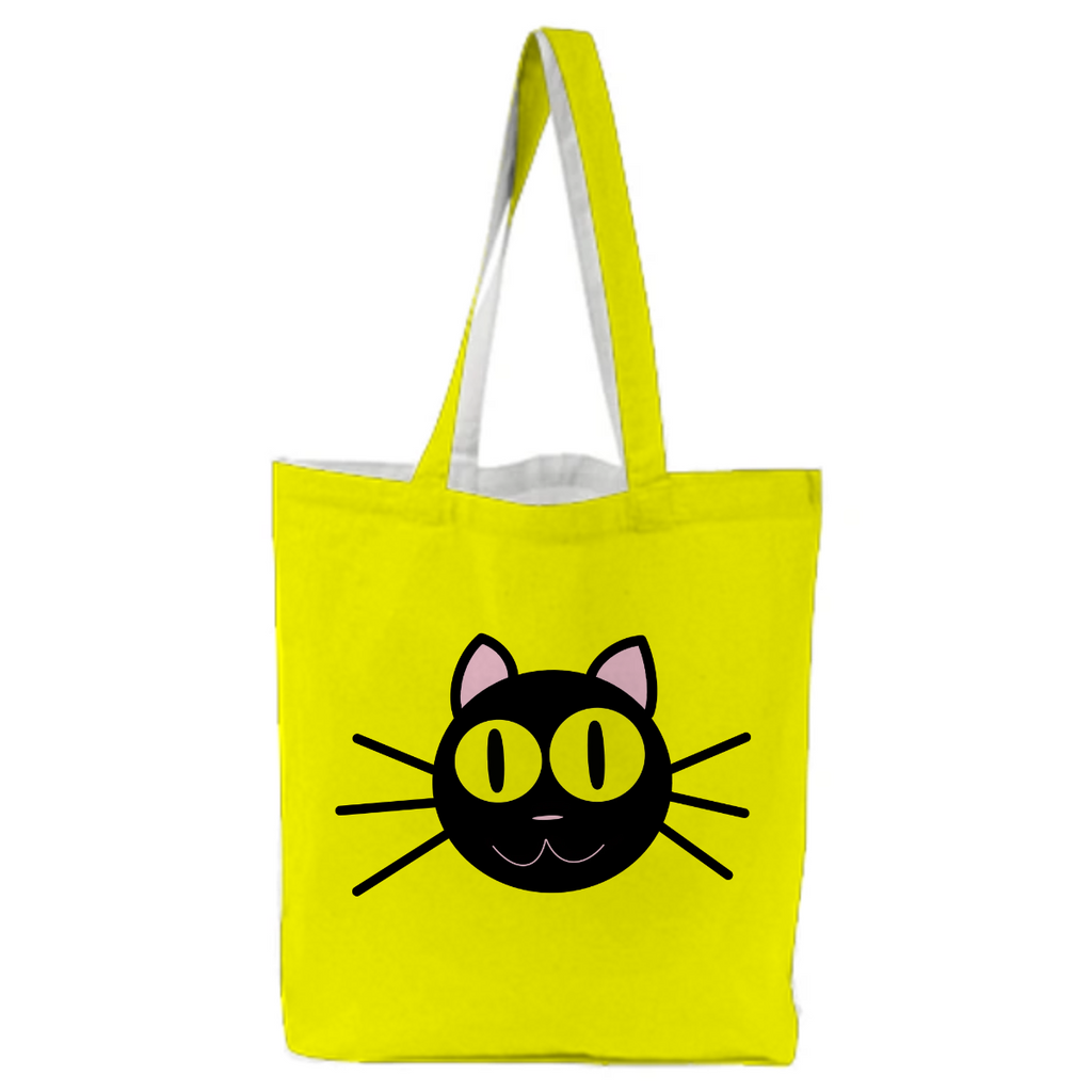 Yellow tote bag with black cat