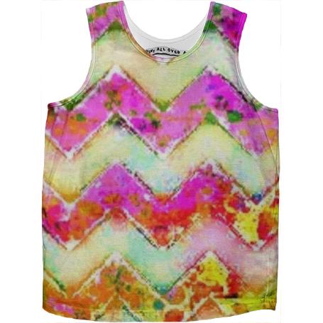 MULTICOLORED TEXTURED CHEVRON KIDS TANK TOP