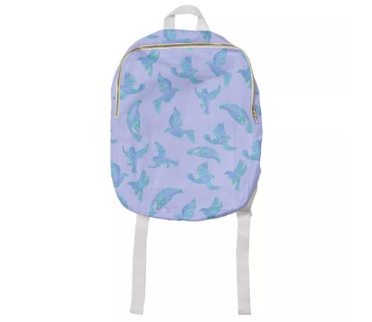 Lavender Canaries Kids Backpack by Amanda Laurel Atkins