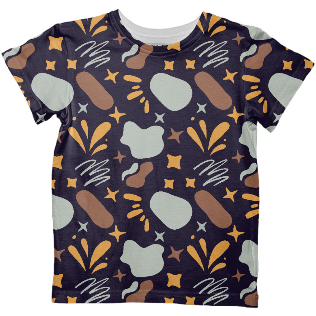 Pastel summer kids shirt abstract flowers and stones