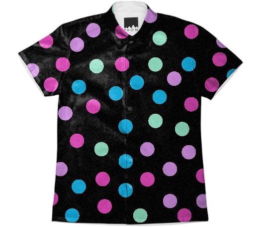 BLACK POLKADOT BUTTON UP