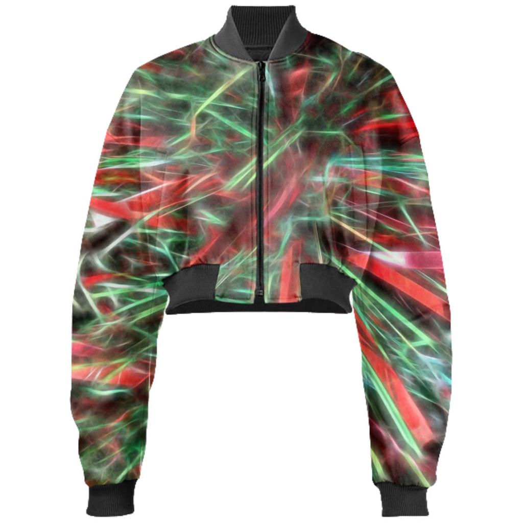 Red Green Garland Gabriel Held Cropped Bomber Jacket