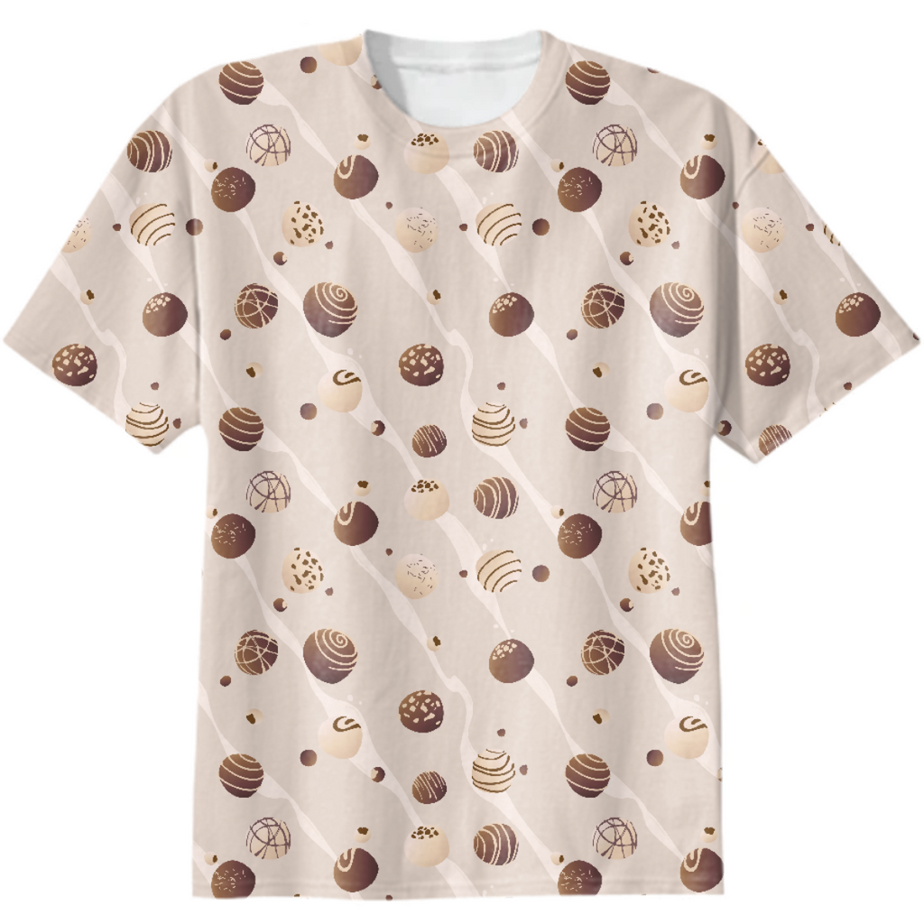 Cute Food Pattern Chocolate T-shirt