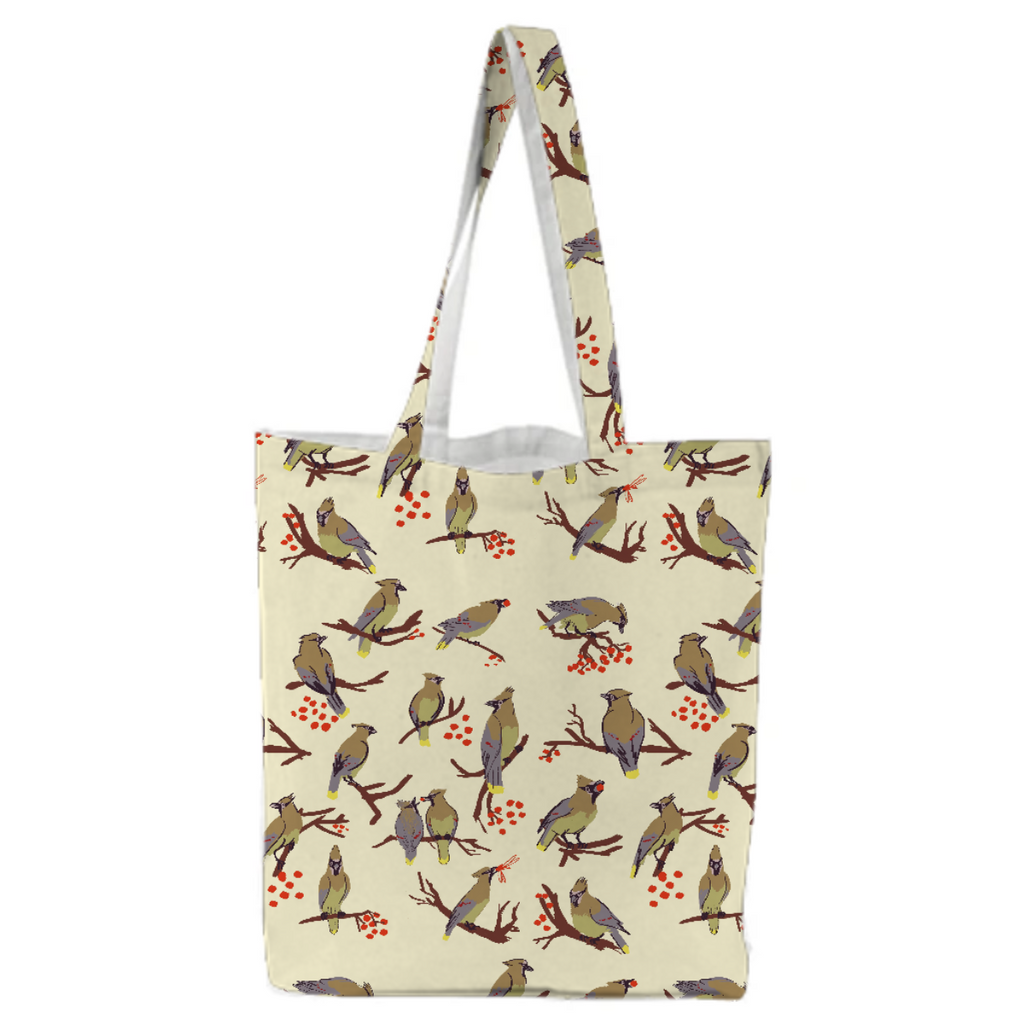 Cedar Waxwings Tote (yellow base)