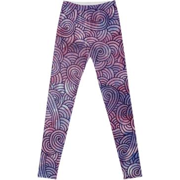 Purple swirls doodles Fancy Leggings