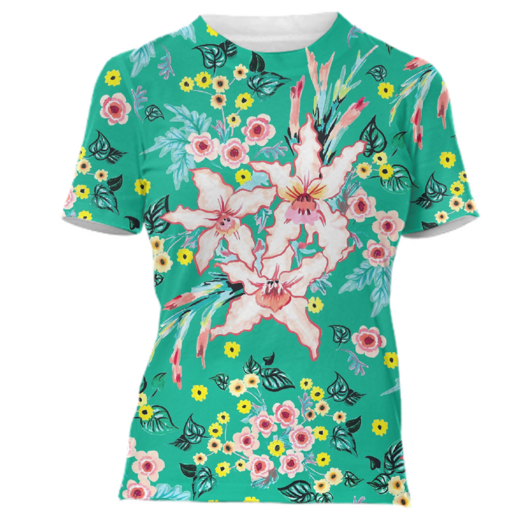 Tropical Lily pink and teal floral