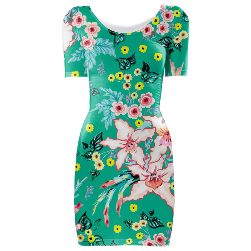 Tropical floral lilies and teal