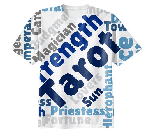 Tarot Blue and Gray Word Art T Shirt