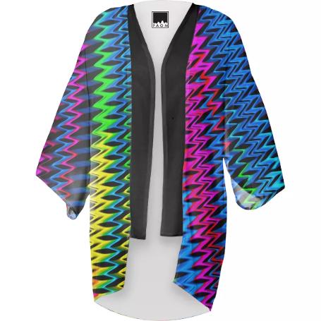 Crimped Colors Pattern Kimono