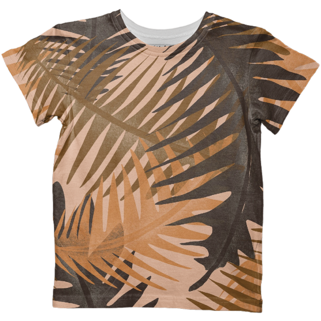 Palm Print kids shirt sepia