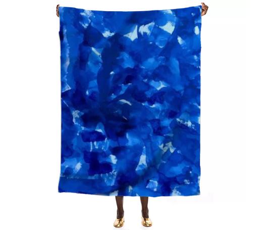 Blue Watercolor VP Silk Scarf