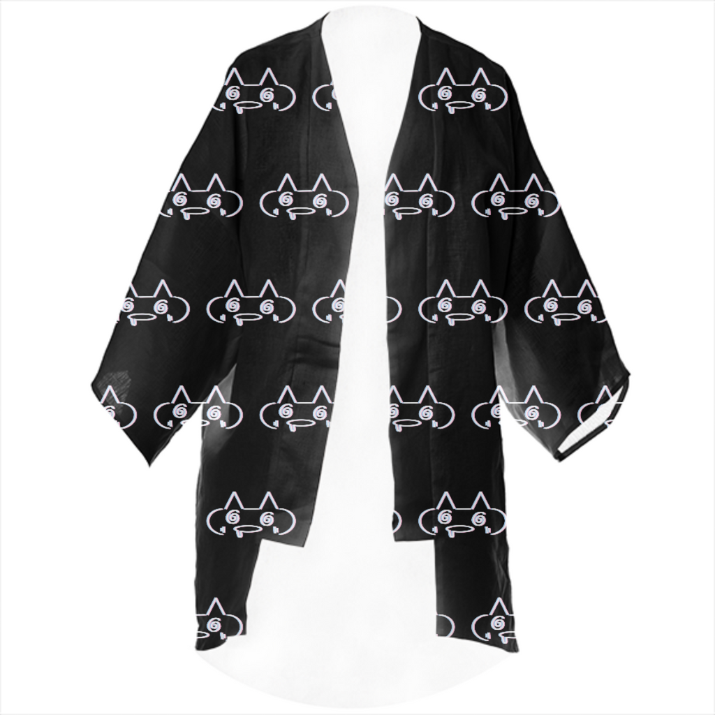 Cat-moji Dizzy Linen Kimono