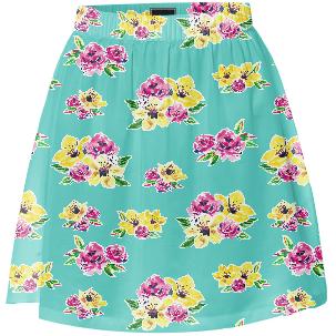 Summer Skirt Fresh Floral Aqua