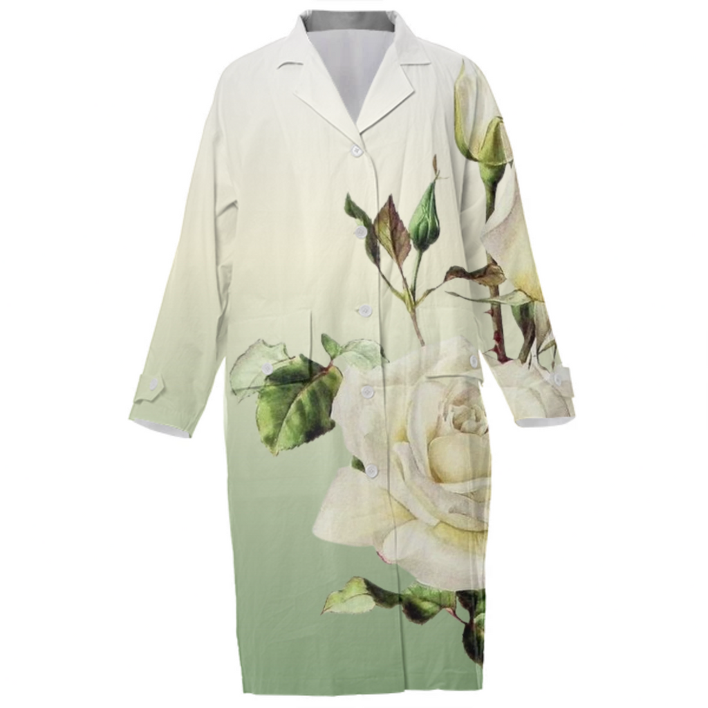white rose cotton trench