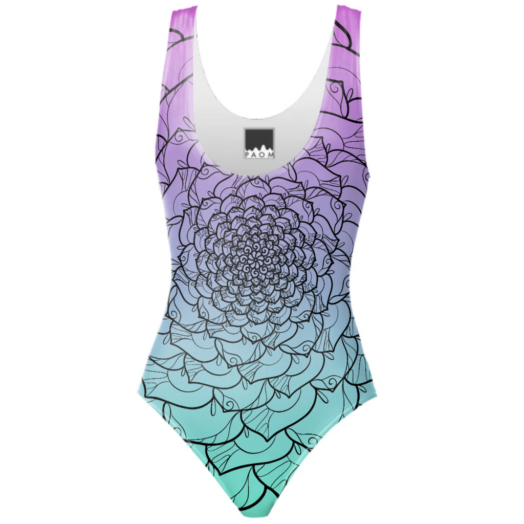 Floral Mandala Color One Piece Swimsuit