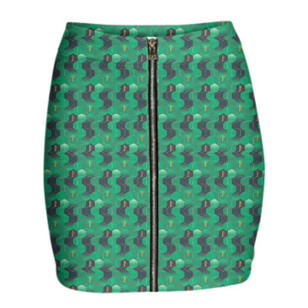 Perfect Population Green Print Skirt