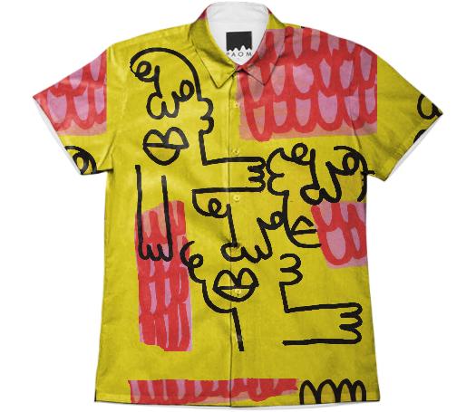 YELLOW PINK ABSTRACT FACE PRINT