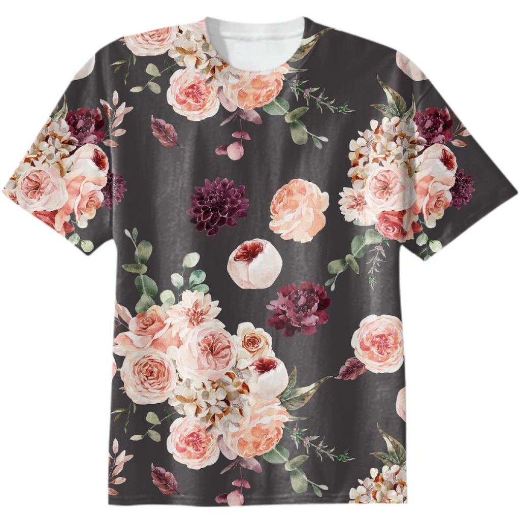 Soft Pastel Burgundy Watercolor Flower Bouquet