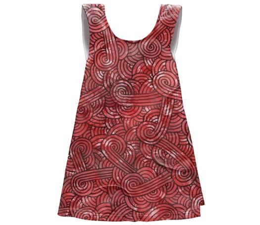 Red and black swirls doodles SSWTR Kids Apron Dress