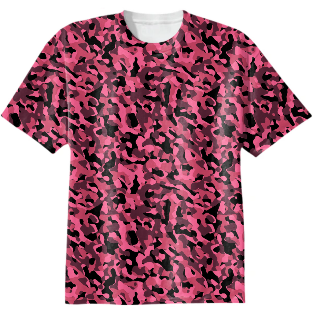 Pink and Black Camo Camouflage Pattern T Shirt