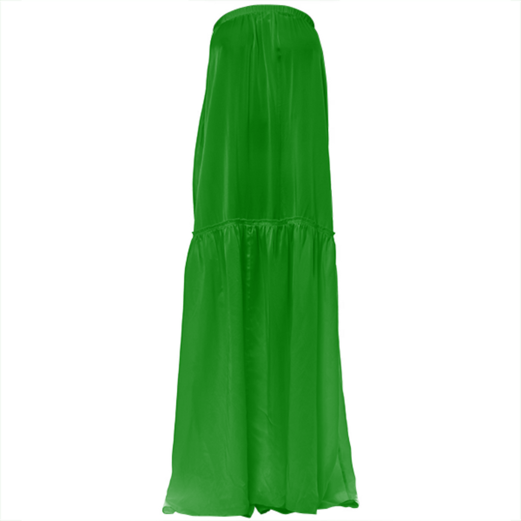 color green VP strapless silk dress