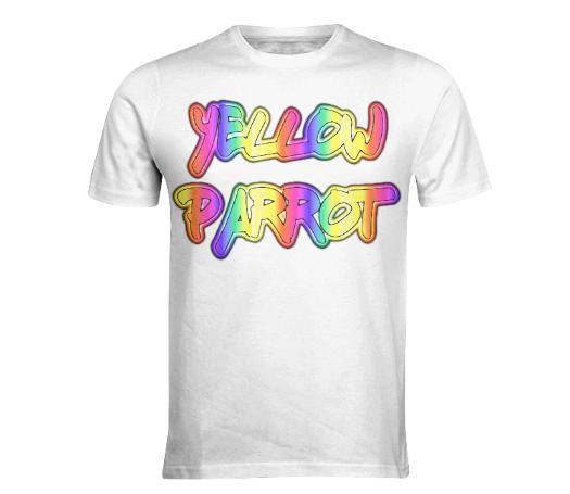 Yellow Parrot Rainbow Text Shirt