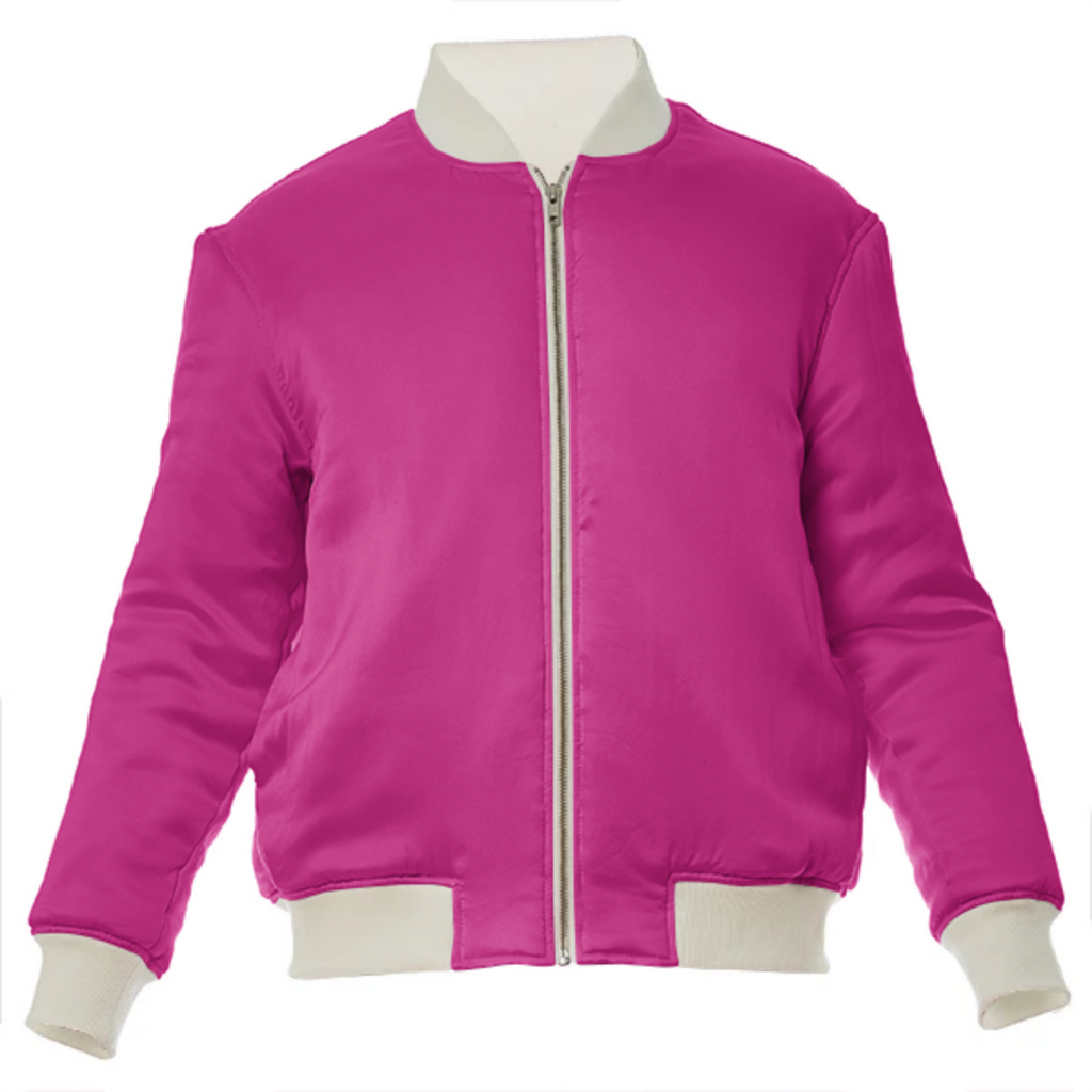 color Barbie pink VP silk bomber jacket