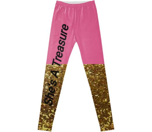 Pink and Gold She s A Treasure Leggings