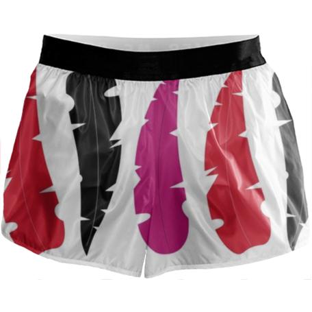 BANANA LEAVES Running Etno Shorts RED BLACK