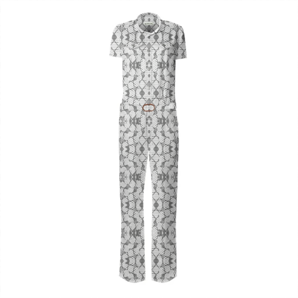 Grey and White Abstract Geometric Print