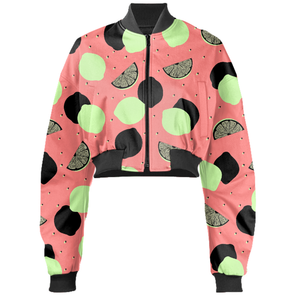 Black Shadowed Lime Gabriel Held Cropped Bomber Jacket