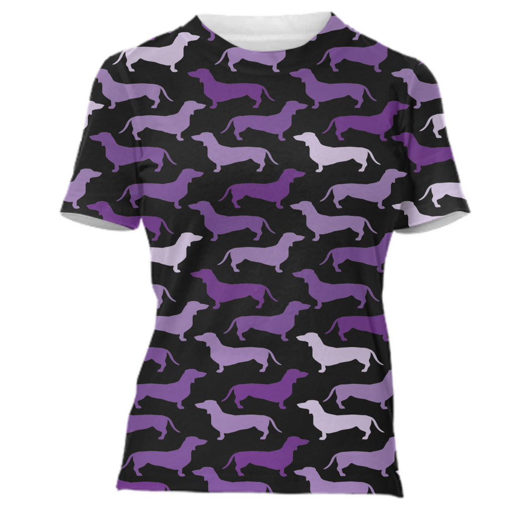Purple dachshund rain