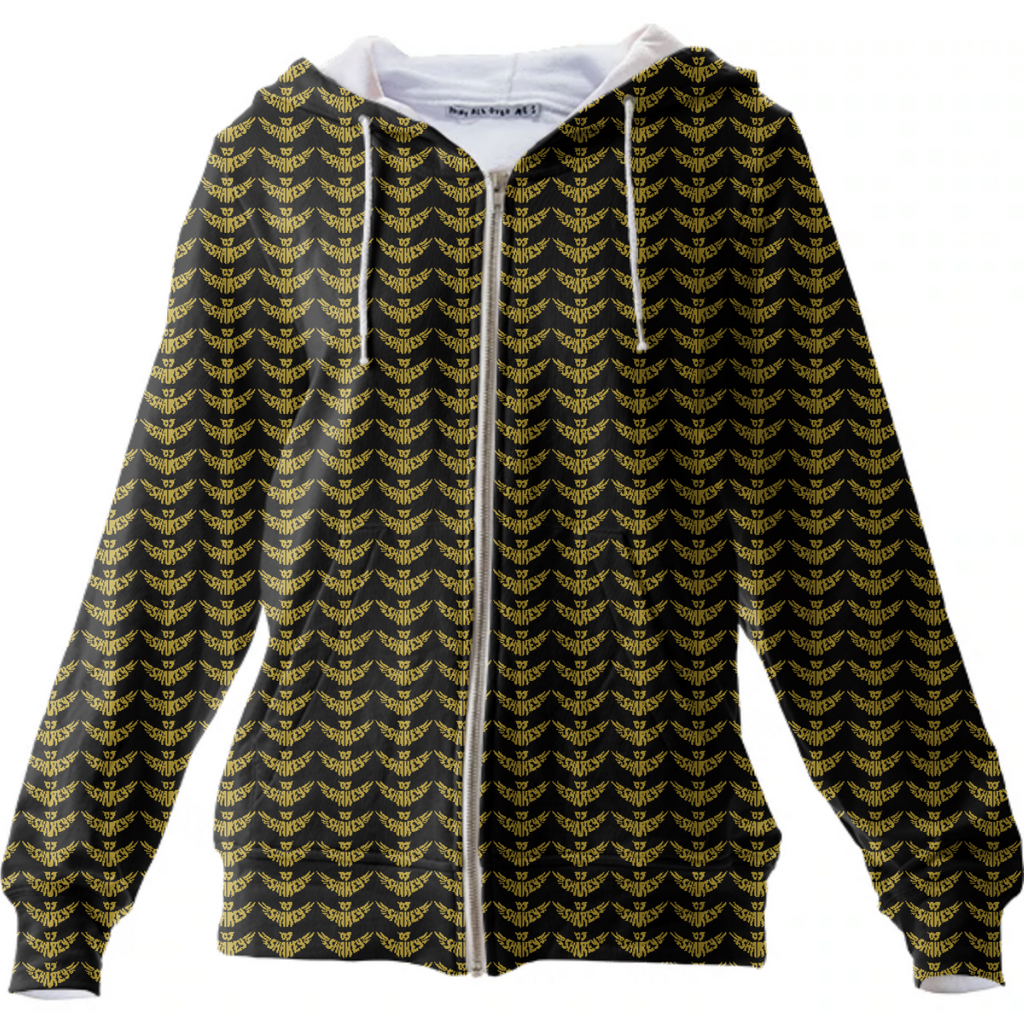 Shakey OWL logo BLACK gold hoodie