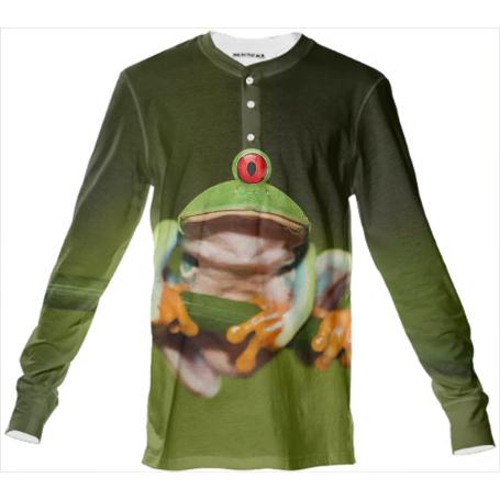 Funny Conceptual Cyclopic Frog Henley Shirt