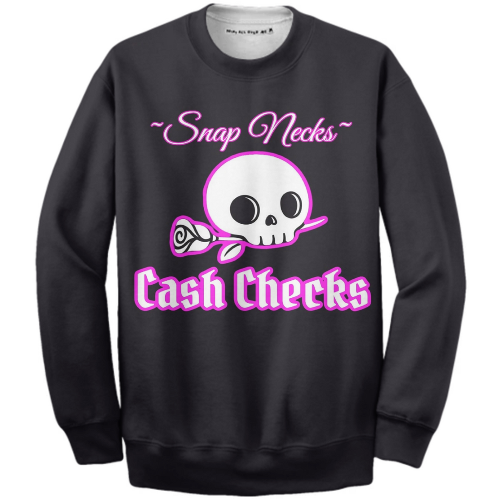 Snap Necks Cash Checks BLK Crewneck