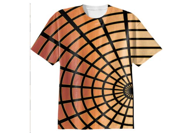 Orange Abstract Rays Cotton T Shirt