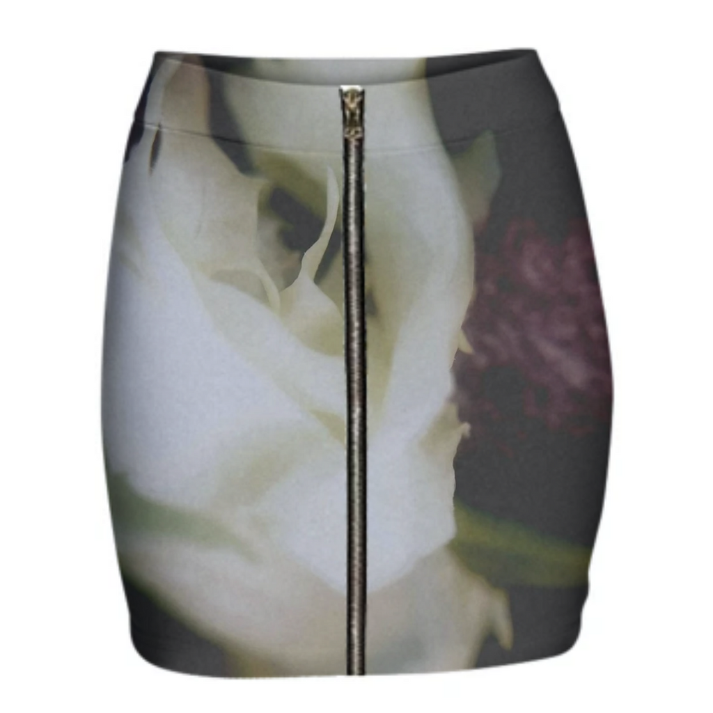 Flower printed zipper skirt