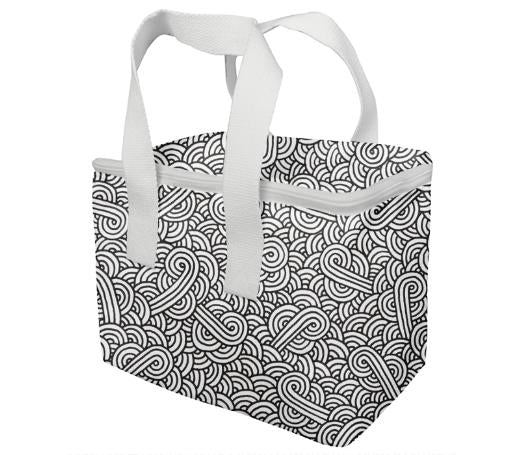 Black and white swirls doodles Kids Lunch Box