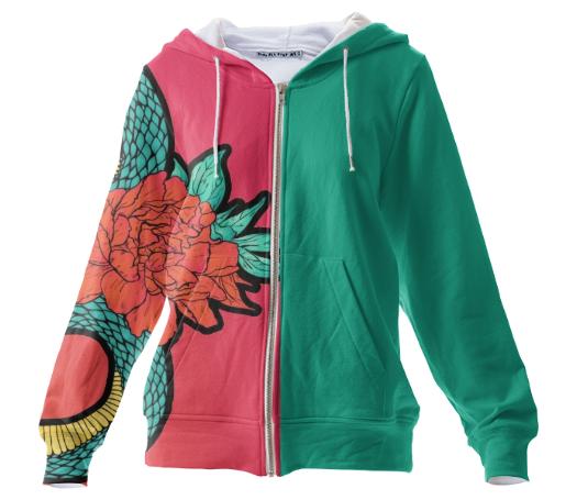 Snake Flower Zip Hoodie